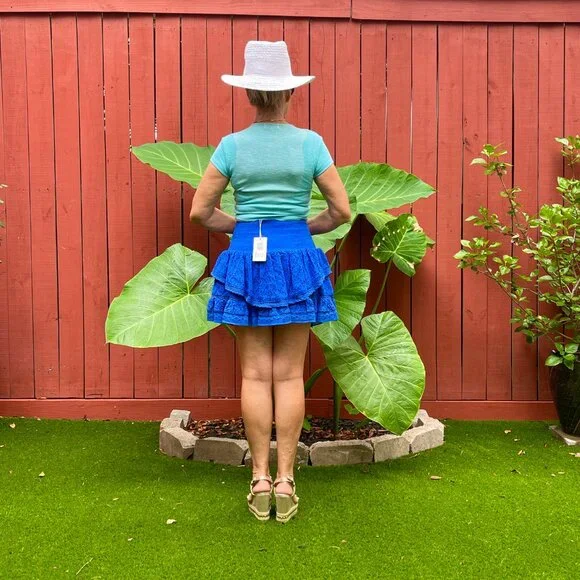 NWT $225 Ramy Brook Umbra smocked eyelet miniskirt XXS - Picture 2 of 10